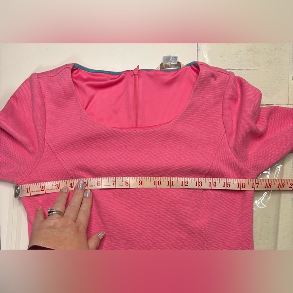 Boden Suzie Drop Waist Dress Size 8 Barbie Pink 3/4 Sleeve Ponte Knit - Picture 3 of 6